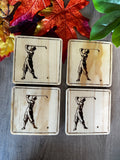 Vintage Golfer Wooden Coaster